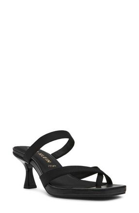 Anne Klein Jevelli Toe Loop Sandal in Black Stretch at Nordstrom, Size 9.5