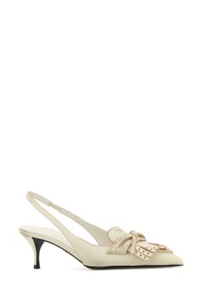 Prada Cream Leather Slingback Pumps