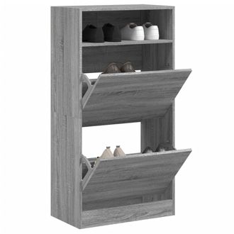 vidaXL Vidaxl - Zapatero De Madera De Ingenier&iacute;a Gris Sonoma 60x34x116 Cm