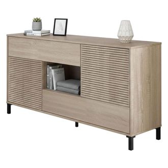 Dmora Aparador Waco, Aparador Moderno Con 2 Puertas, Bufet De Sal&oacute;n, Gabinete De Tv, Aparador Con Patas Para Sal&oacute;n, Cm 151x41h80, Roble, Con Embalaje Reforz