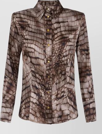 Elisabetta Franchi alligator-print satin shirt