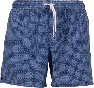 Fedeli Beachwear, male, Blue, Size: 2XL Printed Swim Shorts