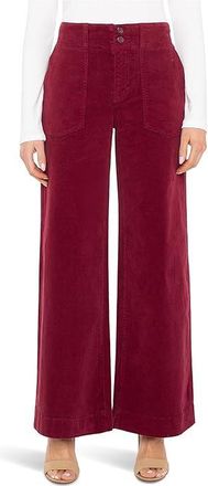 Liverpool L.A. Utility Pocket Wide Leg Pants Womens Clothing Cabernet Red : 12 31, Corduroy/Cotton/Spandex
