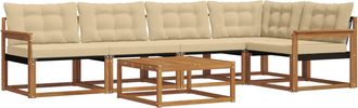 vidaXL Conjunto De Sof&aacute;s De Exterior 6 Uds. Natural Y Beige Vidaxl