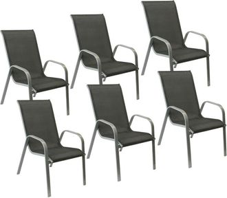 Happy Garden Pack De 6 Sillas Marbella En Textileno Gris Aluminio Gris