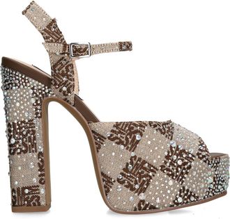 Steve Madden Womens Tandem Brown Heels Fabric - Size UK 9