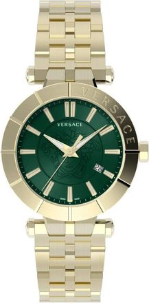 Versace V-Race 43 Restyling Leren Horloge - Heren - Horloges - Geel - ONE Size - Accessoires