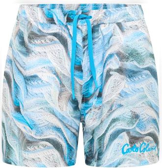 Carlo Colucci Swimshort Kunstmatige Knit - Heren - Strandmode - Blauw - L - Polyester - Badmode