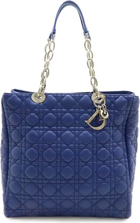 Dior Navy Leather Shoulder Bag Tote Bag (Pre-Owned)