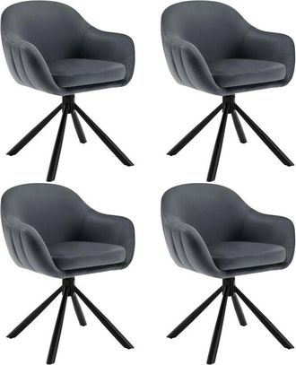 Woltu 4x Sillas Giratorias de Cocina Comedor. Restaurante de Diseño Moderno. Patas de Metal. Asiento de Terciopelo. Gris Oscuro - Woltu