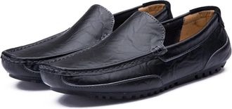Generic Shoe Mens Loafers PU Stitching Details Round Toe Comfortable Slip Resistant Anti-Slip Party Slip-on(Black,8.5 UK)