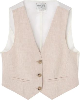 Forte_Forte Roze Linnenjassen - Dames - Gillet - Roze - M - Linnen - Kostuums