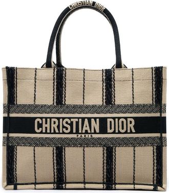 Dior Pre-owned Dior Medium Embroidered Canvas Bayadere Book Tote Ladies M0GA37E8EEX38EDK