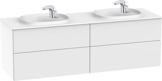 Roca Mueble Con 4 Cajones + 2 Lavabos Surfex. Beyond Roca Color: Blanco