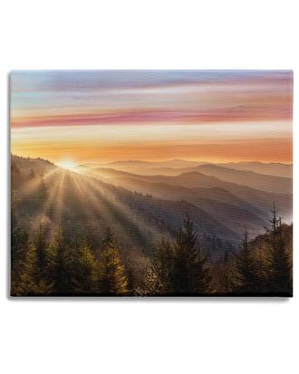 Stupell Industries Sunrise Through Mountain Forest Skyline Warm Sky Stretched Canvas Wall Art By Danita Delimont