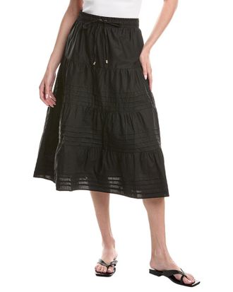 Ellen Tracy Tiered Poplin Pleated Skirt