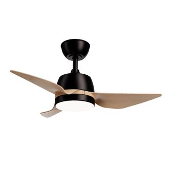 Sulion Ventilador de techo con luz led marr&oacute;n y negro