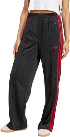 adidas Firebird Recycled Polyester Track Pants in Black/Better Scarlet at Nordstrom, Size Small
