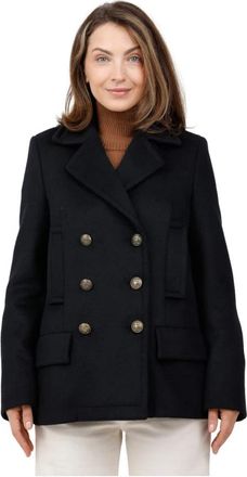 Dondup Peacoat regular in velour misto lana - Dames - Blazers - Blauw - L - Jassen
