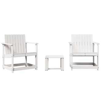 Berkfield Home 3 Piece Garden Lounge Set White Solid Wood Pine
