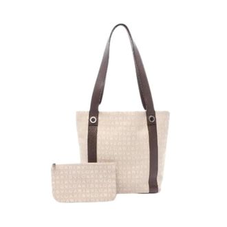 Bulgari Pre-owned Tote Bags, female, Beige, Size: ONE SIZE Pre-owned Logo Mania Canvas Leather Tote Bag