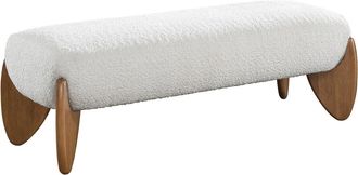 Vente-Unique Banco de tela boucl&eacute; - Blanco y natural - GAMURA