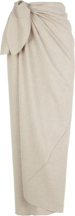 Cortana Fabula- beige pareo rok van maagdelijke wol - Dames - Maxi Rokken - Beige - S - Wol - Rokken