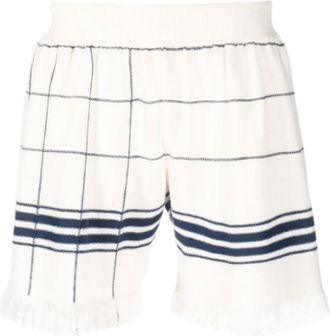 Maison Margiela Grid Shorts met Franjes - Heren - Korte Broeken - Wit - XS - Korte Broeken