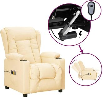 Les Tendances Les Tendances - Sill&oacute;n De Masaje El&eacute;ctrico Cuero Sint&eacute;tico Crema Vidaxl
