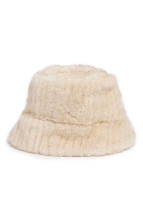 La Fiorentina Faux Fur Bucket Hat in Beige at Nordstrom