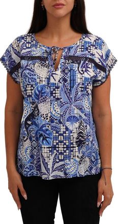 Sunny Leigh Tie Keyhole Cap Sleeve Top in Rio Denim at Nordstrom Rack, Size 3 X