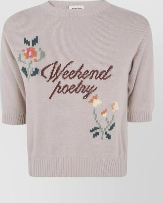Max Mara cotton fine-knit embroidered intarsia short-sleeve sweater