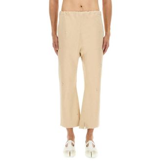 Maison Margiela Cropped Broeken - Dames - Vrijetijds broeken - Beige - S - Katoen - Broeken