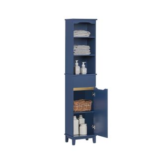 SoBuy Sobuy - Armario Alto Para Ba&ntilde;o Columna De Ba&ntilde;o Estanter&iacute;as De Ba&ntilde;o Con 3 Estantes 1 Puerta Y 1 Caj&oacute;n 35 X 30 X 170 Cm Bzr112-b Es