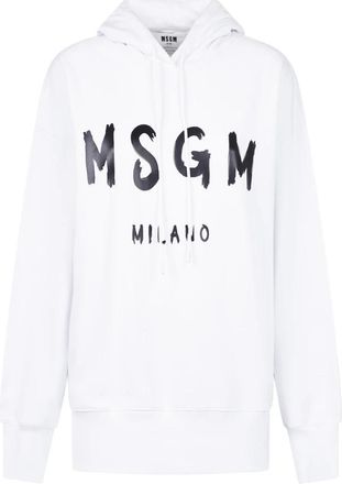 Msgm Hoodie met logo-print - Dames - Hoodies - Wit - L - Katoen - Hoodies & sweatvesten