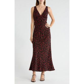 Princess Polly Nellie Sleeveless Maxi Sundress in Black/Red Floral at Nordstrom, Size 10
