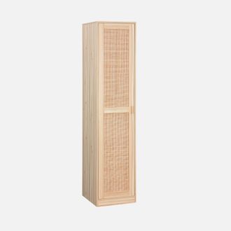 Sweeek Armario Vestidor Efecto Madera Y Ca&ntilde;a Con 1 Puerta Y 5 Estantes