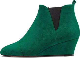 Castamere Women Chunky Block Mid Heel Round Toe Ankle Boots Short Bootie Slip-on Classic Dress Party Office Boots 5 CM Heels Green B 6.5 UK