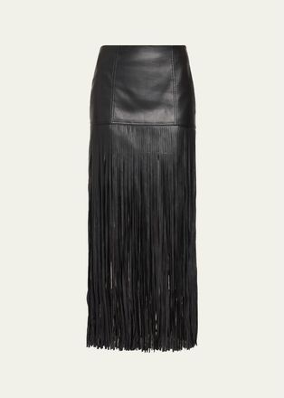 Toccin Soren Fringed Faux Leather Mini Skirt