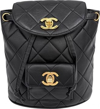 Chanel Matelasse Black Leather Backpack (Pre-Owned)