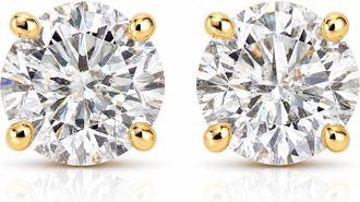 Pompeii3 1/2Ct Round Diamond Studs Earrings in 14K White Or Yellow Gold Basket Setting
