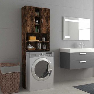 vidaXL Armario De Lavadora Color Roble Ahumado 64x24x190 Cm Vidaxl
