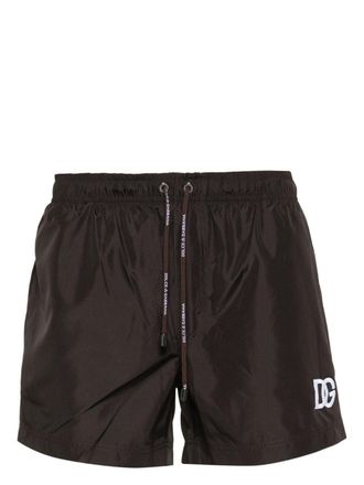 Dolce & Gabbana logo-appliqué swim shorts - men - Polyester/Spandex/Elastane/Polyamide - 5 - Brown