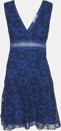 Sandro Blue Lace Sleeveless Flared Mini Dresses