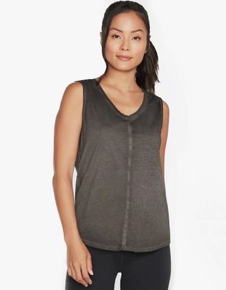 Skechers Womens Skechers W1TT128/BLK DIAMOND WASH HATHA V-NECK Womens Tank Bold Black - Size: 18/16