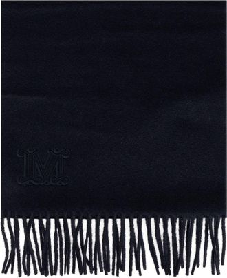 Max Mara embroidered-logo cashmere scarf - Black