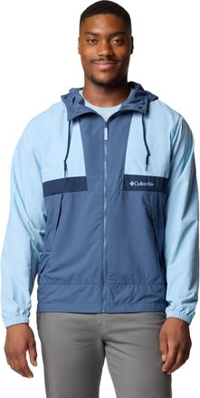 Columbia Mens Spire Valley Hooded Windbreaker, Ripple Blue/Dark Mountain/Coll Navy, M