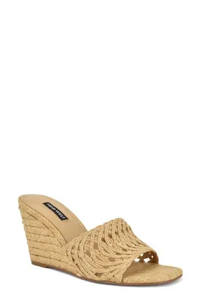 Nine West Nimaa Wedge Sandal in Light Natural at Nordstrom, Size 7.5