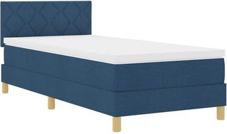 vidaXL Box Spring Bed with Mattress Blue 90 x 200 cm Fabric vidaXL