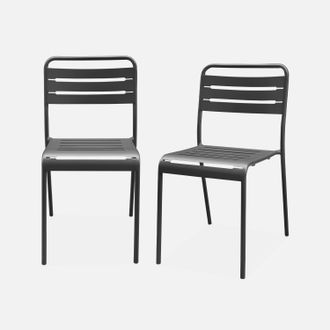 Sweeek Sweeek - Silla De Jard&iacute;n De Acero, Set De 2, Amelia, Antracita, 44x52x79 Cm